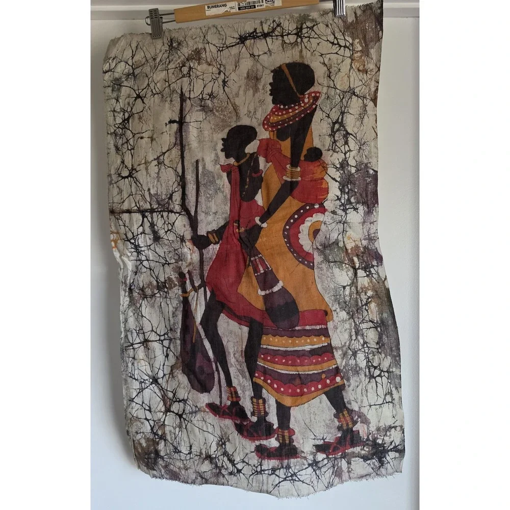 African Batik Wall Hanging Tapestry Decor Woven Textile Art 30x18